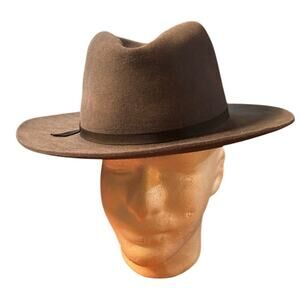 Vintage Stetson Western Hat Cowboy 3X Beaver size 7 1/4 Long Oval Brown